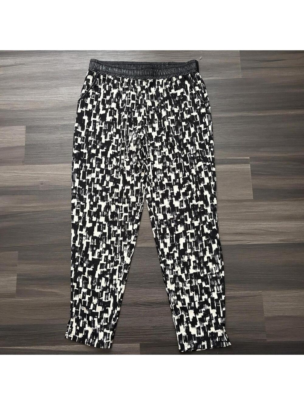 Socialite Women's Pants Size Large Art To Wear Pull On Faux Leather Waist Trim